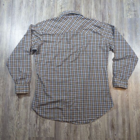 Vintage Levis Button Shirt Men's Large Plaid Pearl Snap Western Retro Blue Tag - Picture 8 of 13